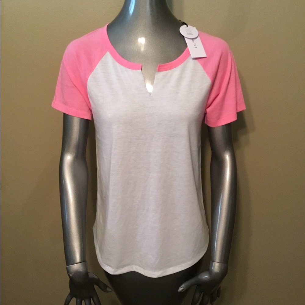 NWT Z Supply raglan white/pink jersey t-shirt tops